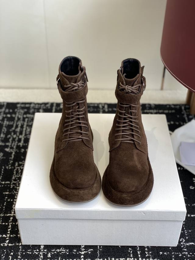 Shopping-level The Row genuine leather French retro round-toe minimalist versati