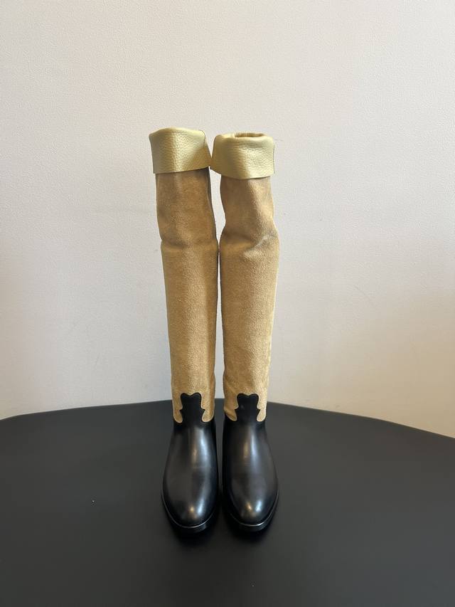 Top-quality short Chanel* Chanel Autumn/Winter 25 Suede Colorblock Slip-On Knigh