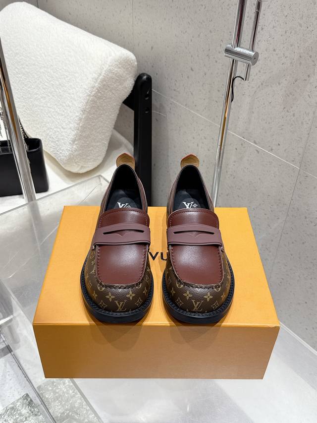 Louis Vuitton 25Ss autumn and winter new Lv couple's loafers, single shoes, leat