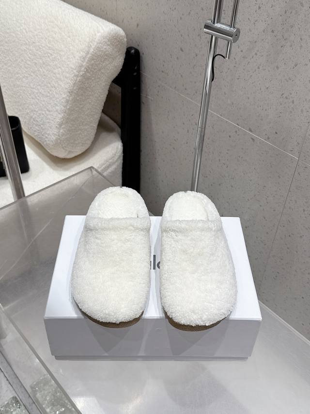 Alo 2025 Autumn and Winter New Birkenstock Wool Slippers Half SlipperSuper cute