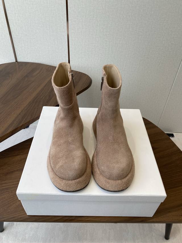 The Row genuine leather French retro round-toe minimalist, versatile flat thick-