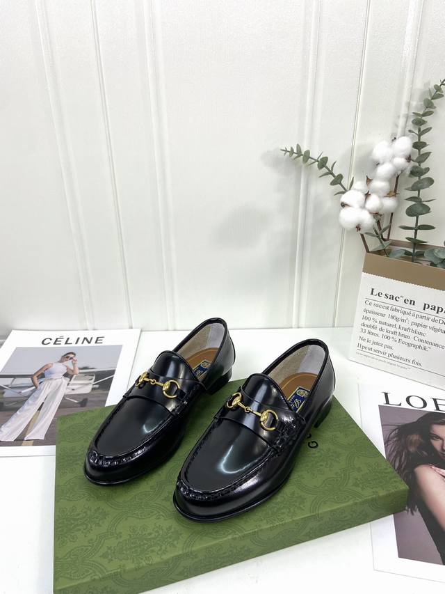 Gucc* G horsebit flat loafers 1953 horsebit retro loafers, Upper: original impor
