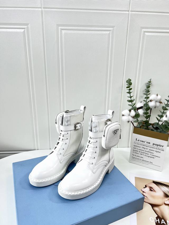 Sss has unveiled its latest collection of short, chunky boots. These Prada shoes