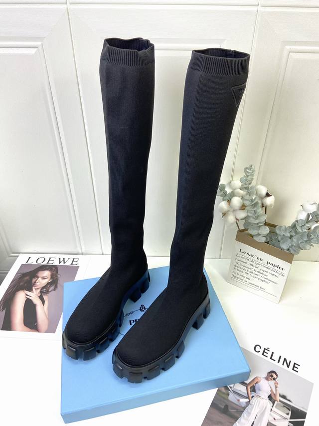 Low-height Prada sock boots, originally purchased and developed. The large-toed