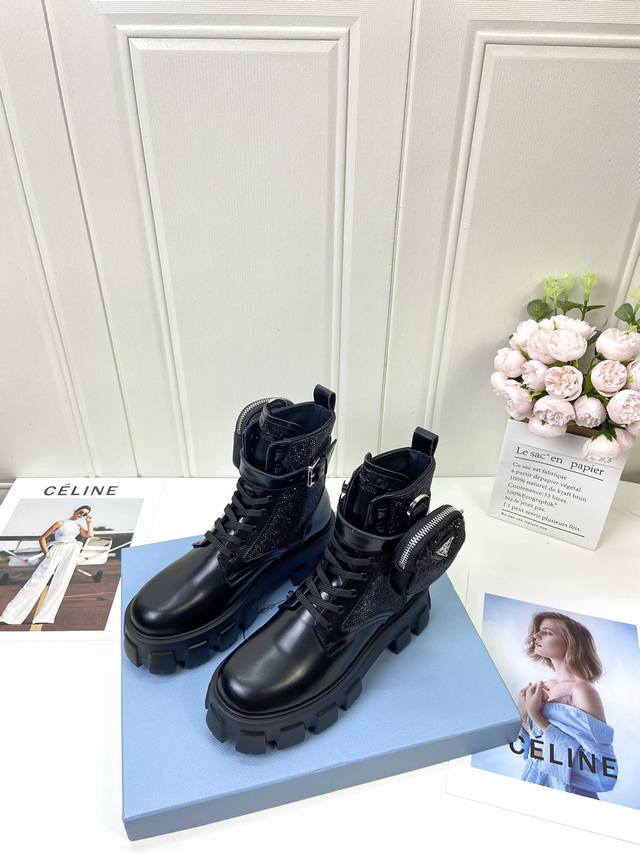 Factory p-batch purchasing-level prad classic boots + British color matching de