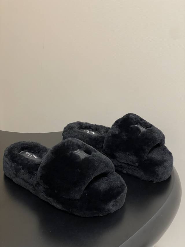 Top quality25Fw new fall/winter Celine Arc de Triomphe thick-soled slip-on wool