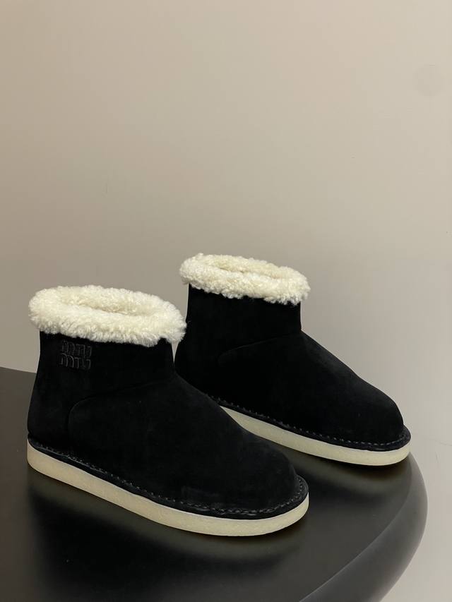 Top Quality25Fw New Fall/Winter Miu Miu Suede Snow Boots with Wool Lining and Th