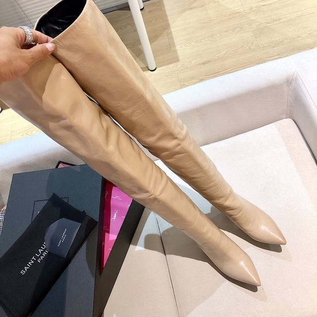 Premium upgraded custom edition! Saint Laurent's latest pleated pointed-toe hig