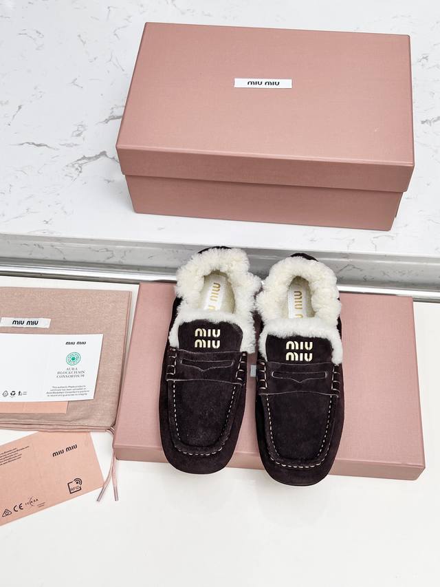 Factory: Miumi/Miu Miu 25 autumn and winter new slip-on lazy shoes Official aut