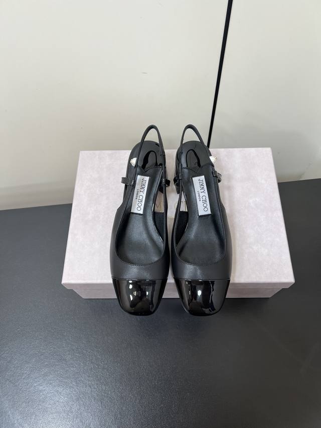 Jimmy Choo's square-toed, slingback, chunky-heeled sandals are absolutely stunni