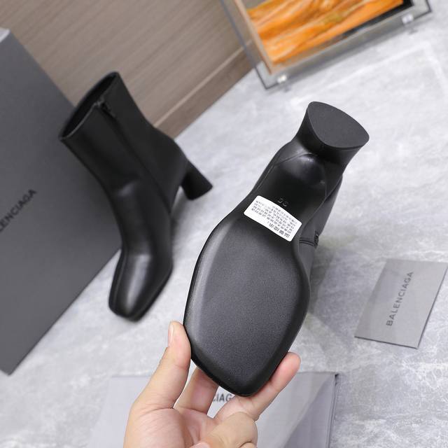 Balenciag*A Balencia runway-inspired square-toed ankle boots, a blockbuster new