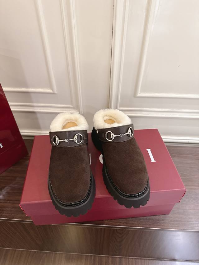 Factory direct price women's shoes sports original single Gucci horsebit wool mu