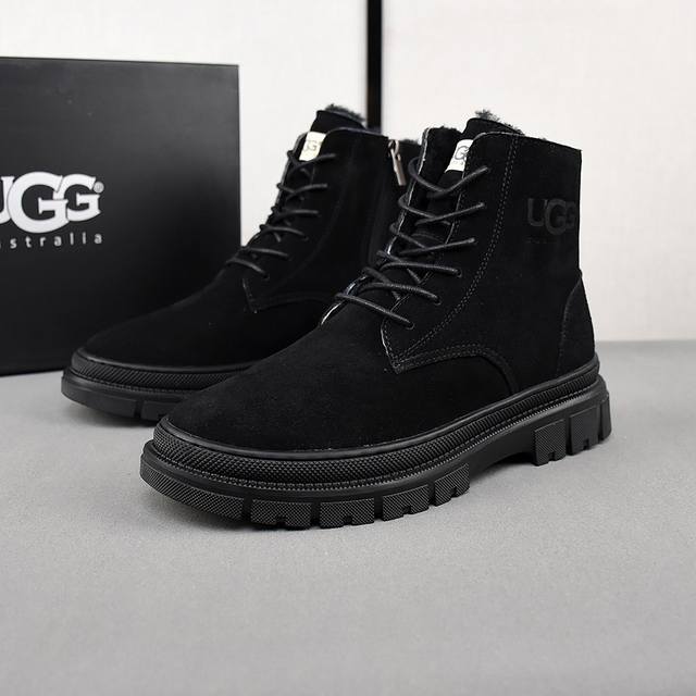 Ugg shoes feature a waterproof suede upper, genuine wool lining, and a non-slip