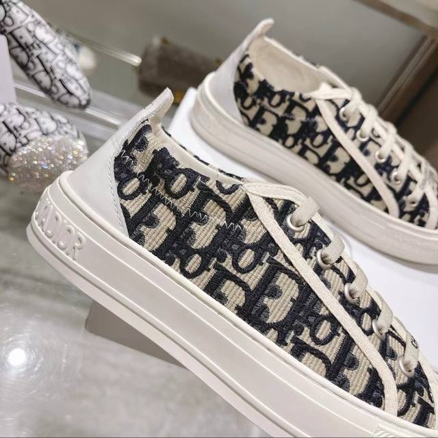 Dior Walk'n Series Monogram Embroidered Platform Canvas Shoes Casual Sneakers Or