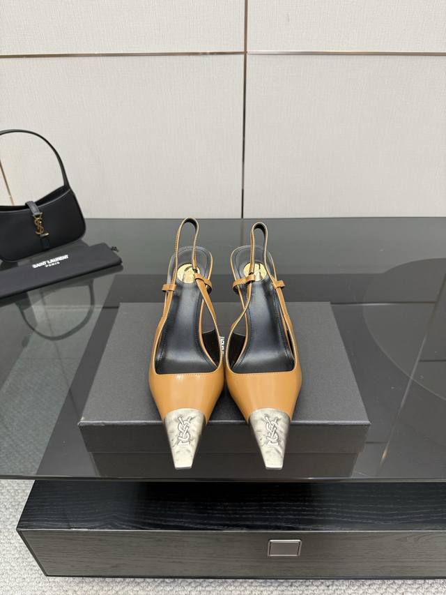 YSL Saint Laurent New Metal Toe Elegant High-Heeled Sandals! New Spring/Summer C