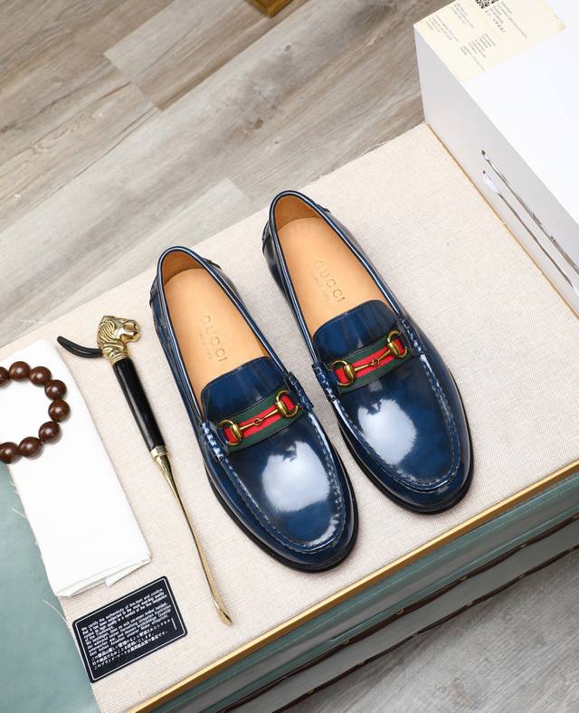 Factory Price P Original Water-Dyed Cowhide Gucci Official Style Dress Shoes Ita