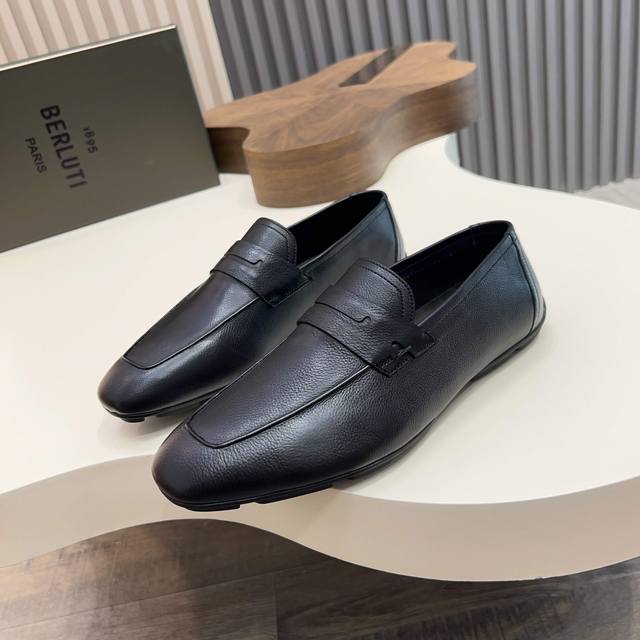 Berluti Eden Scritto Pattern Leather Slip-on Shoes for Men. Made with imported c