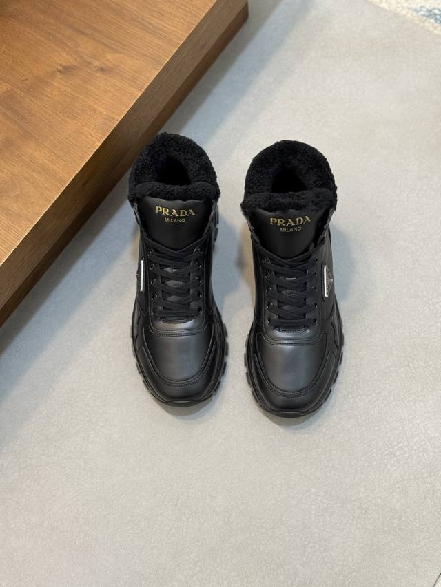 Prada Men's Winter Casual Shoes (Ddd) Top-quality imported Nappa leather upper w