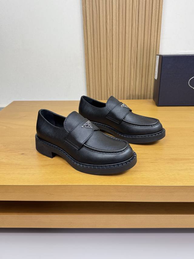 Prada - High-end quality original single formal leather shoes - Upper: Imported