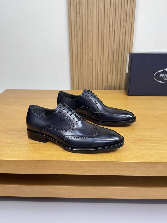 Prada - High-end quality original single-piece formal leather shoes - Upper: Imp