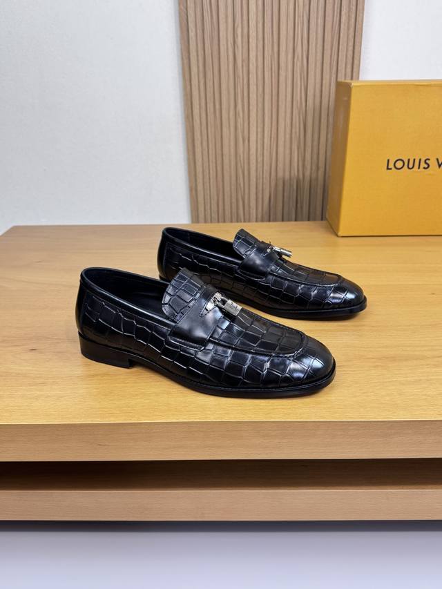 Louis Vuitton - High-end quality original dress shoes - Upper: Stone-patterned c