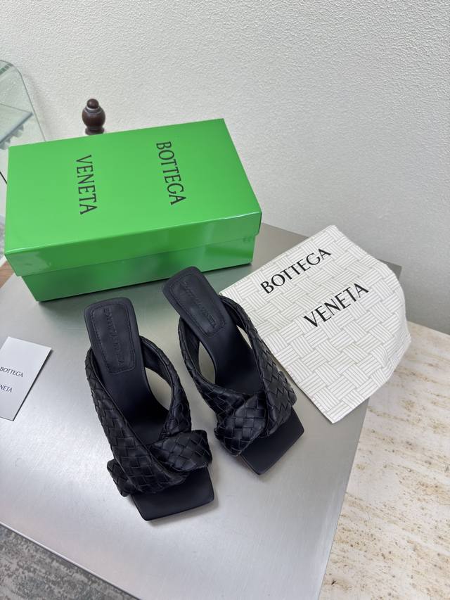 Handmade Bv Riva Women's Mule Slippers Series High Heel 9cm Handmade Black This