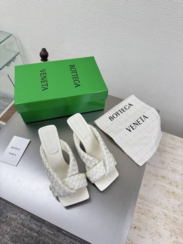 Handmade Bv Riva Women's Mule Slippers Series High Heel 9cm Handmade Off-white T