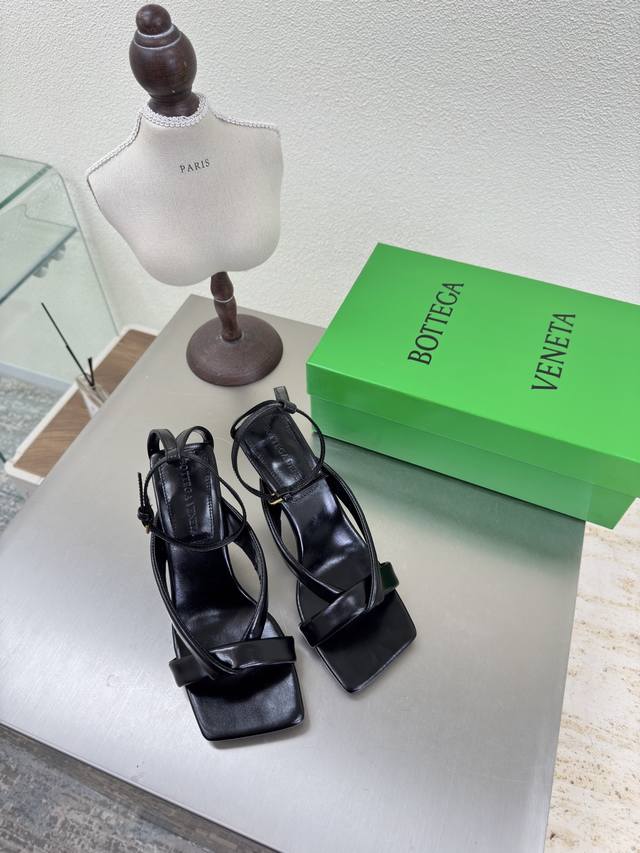 Bv Riva Strap Sandal Women's Sandal Series High Heel 9Cm Handmade Black This cla