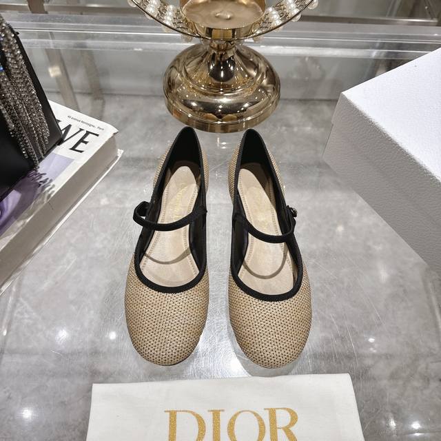 Factory direct Dior 25Ss Autumn/Winter New Bow-Tie Flat Ballet Flats Silk bow-ti