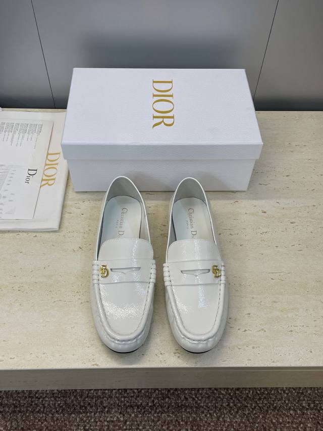 Factory Price Dior 2025 Autumn/Winter New D-Time Flat Round Toe Ballet Doll Wome