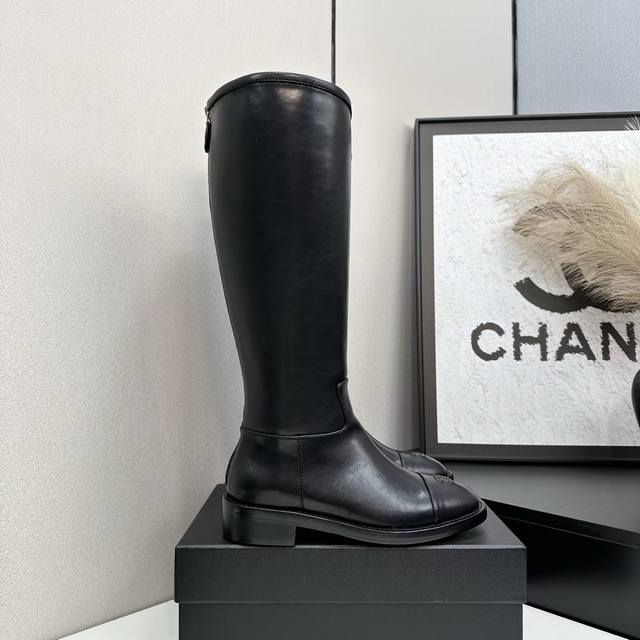 Chanel* Back Zipper Tall Boots, Autumn/Winter Classic Chanel Riding Boots. This