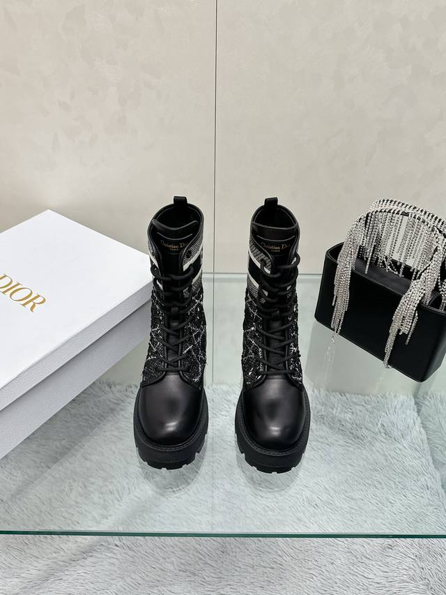 Factory Price: Miss Dior Embroidered Ankle Boots, Autumn/Winter Ankle Boots, Lat