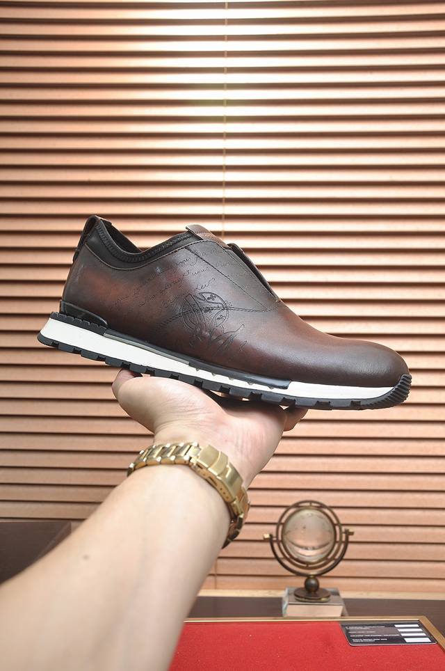 Factory Price P Berlut* Men's High-End Leather Shoes Official Latest Release Run