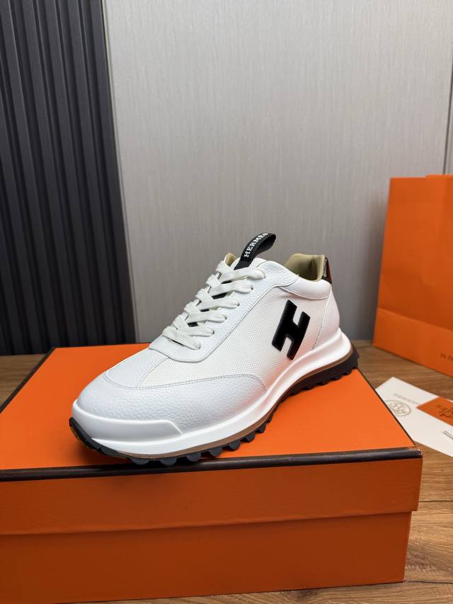 Factory direct price Hermes Leader sneakers! Multi-color patchwork high-tech twi