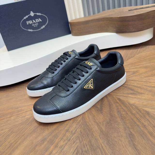 Prad* New Men's Driving Shoes. Made with imported cowhide leather, offering a vi