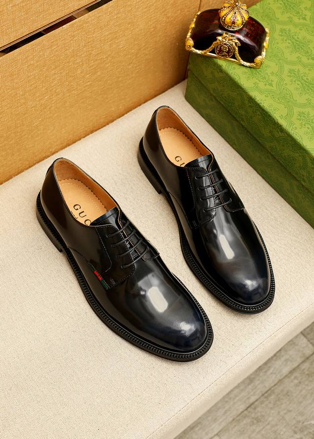 Product Brand: Gucci Business Leather Shoes True to Size: 38-44, 45-46 (Custom M