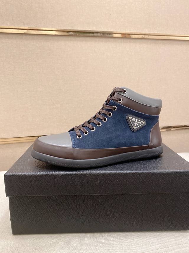 Factory direct price Prada official website latest high-top casual fashion men's