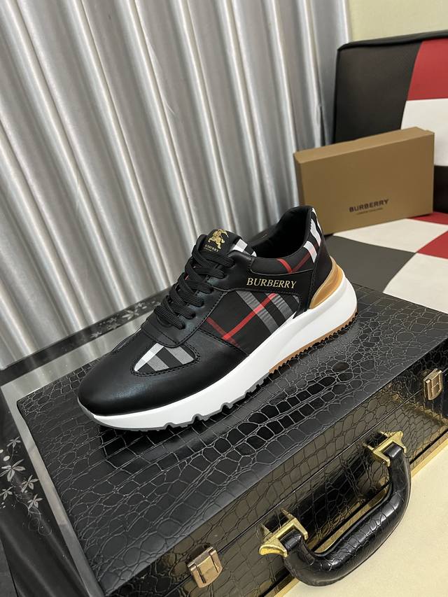 Factory Price: Burberry men's fashionable casual shoes. High-quality upper made
