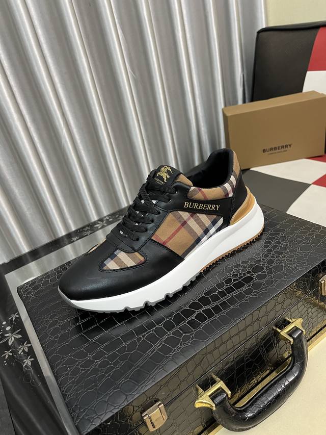 Factory Price: Burberry men's fashionable casual shoes. High-quality upper made
