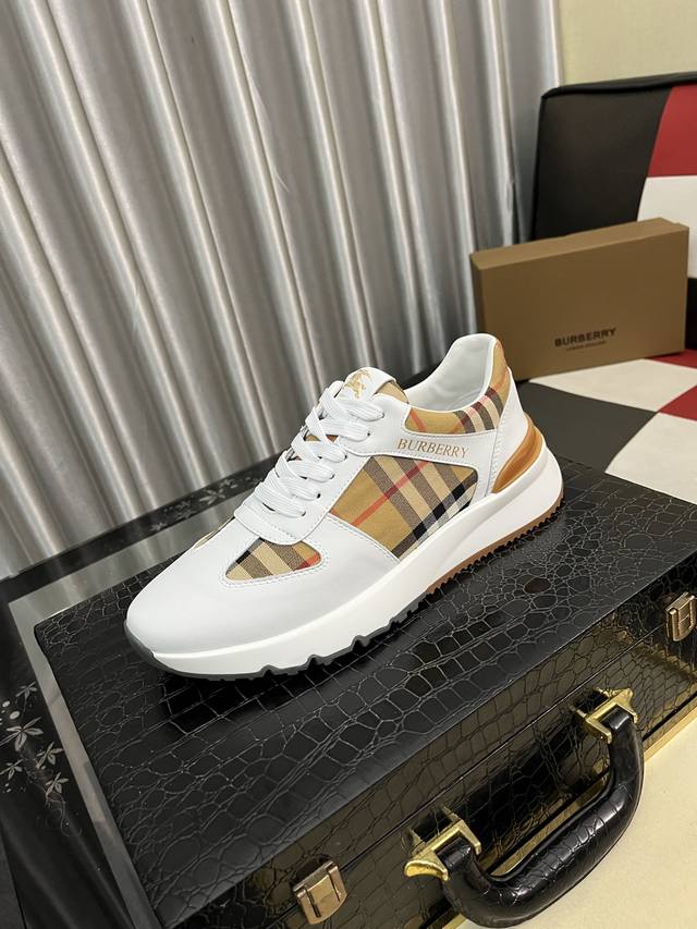 Factory Price: Burberry men's fashionable casual shoes. High-quality upper made