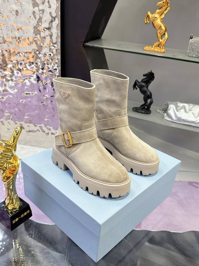 Factory Price: Prada Classic Triangle Logo Slip-on Women's Ankle Boots - A must-