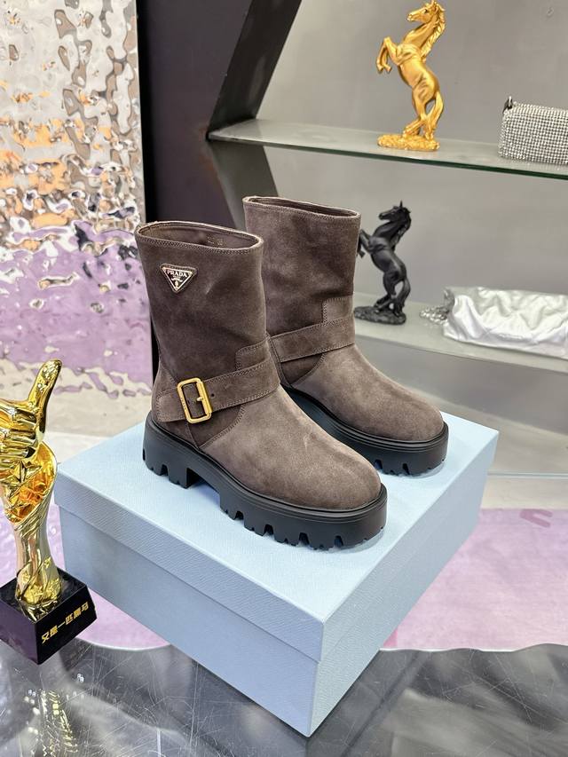 Factory Price: Prada Classic Triangle Logo Slip-on Women's Ankle Boots - A must-