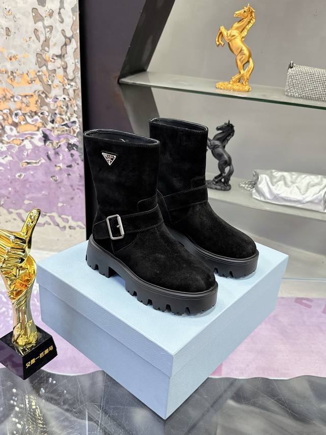 Factory Price: Prada Classic Triangle Logo Slip-on Women's Ankle Boots - A must-