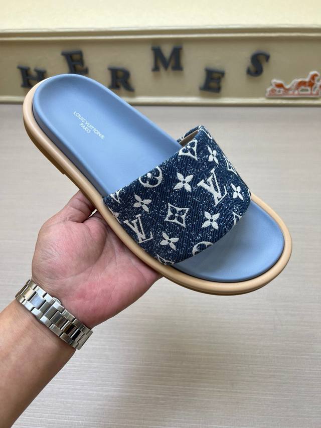 High-end Louis Vuitton (LV) sandals, couple style, comes with drawer box, cloth