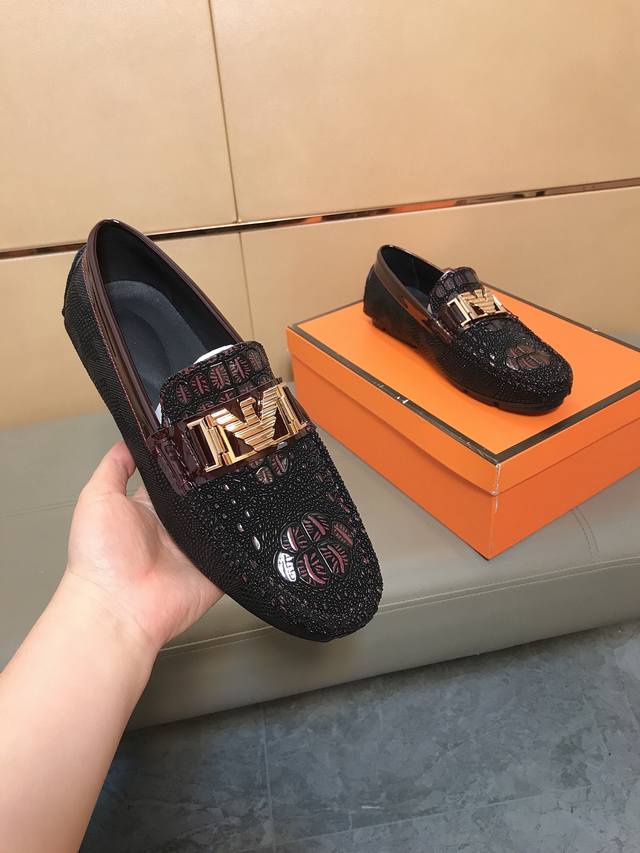 Factory Price P Armani Men's Classic Loafers, High-Quality Workmanship, Upper: I