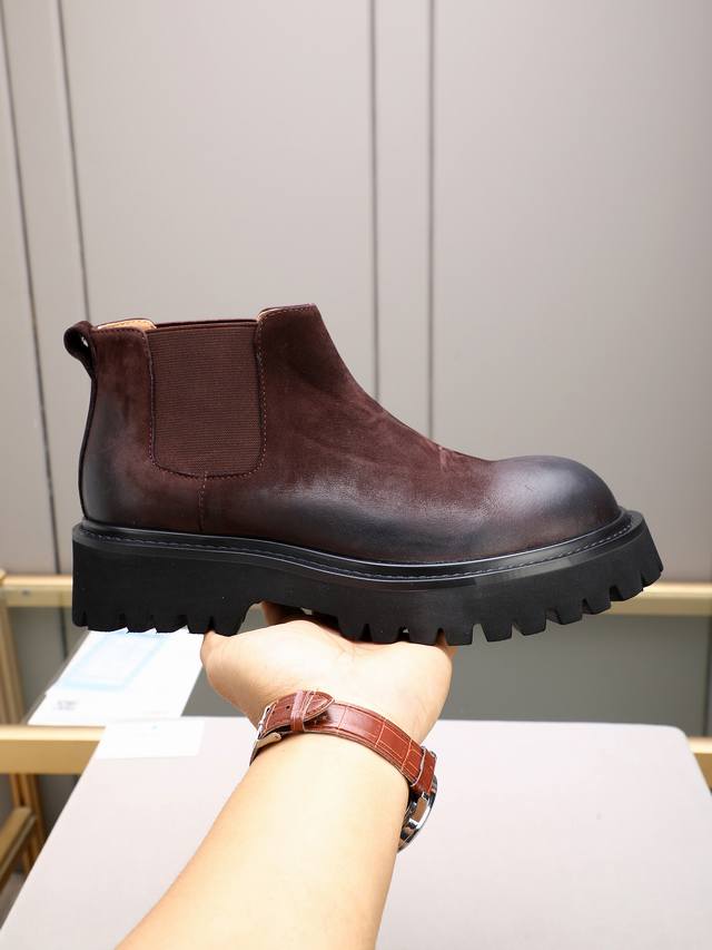 High-top Ferragamo casual leather shoes, imported top-grain suede cowhide loafer