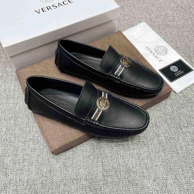 Real price, new Versace official flagship store model, original cowhide upper wi