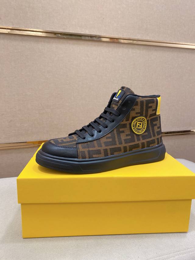 Factory direct price Fendi new high-top shoes, imported cowhide leather upper, i