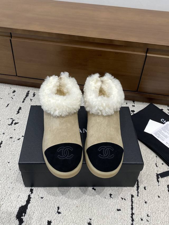 Chanel 2025 Fall/Winter Furry Shoes Chanel Fall/Winter New Genuine Wool Slippers