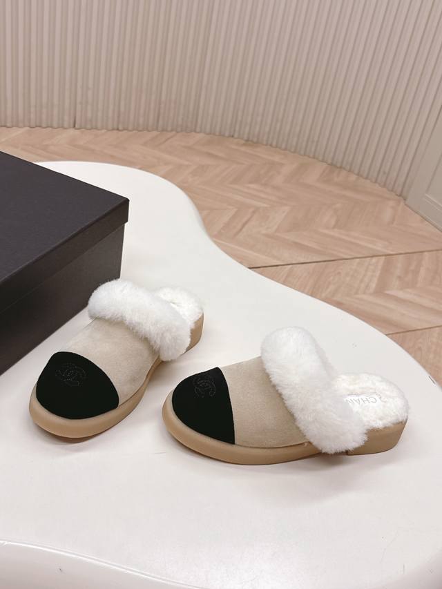 Chanel 25K Fall/Winter New Style Furry Slippers - Classic, High-End, Elegant, Ge